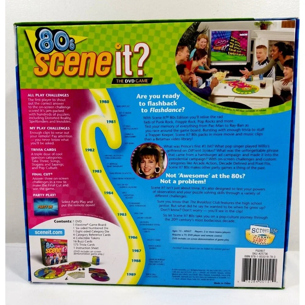 Scene It '80s Deluxe Edition DVD Trivia Game 2009 Complete Board Game